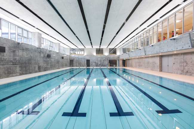 School building expansion pool sound absorption