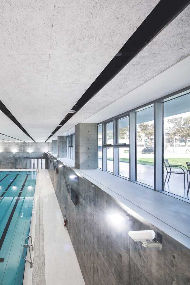 School building expansion pool sound absorption