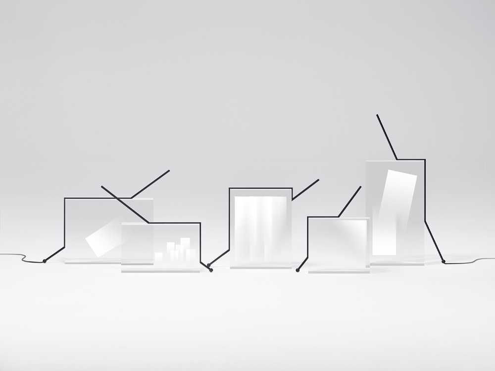 luces mesa acrílico formas geométricas