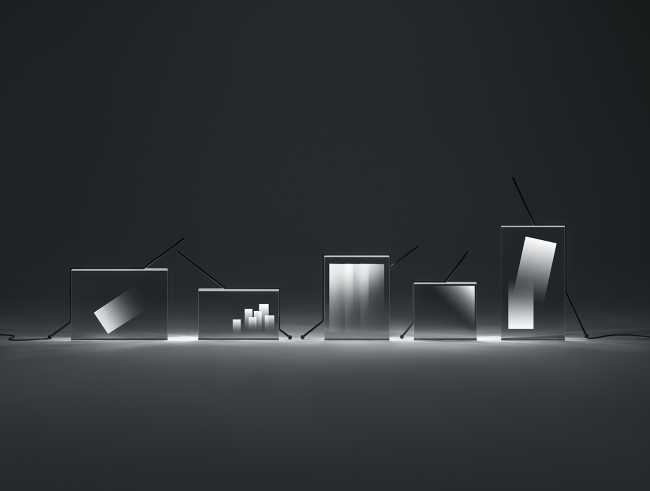 luces mesa acrílico formas geométricas