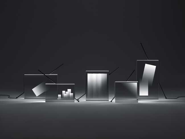 luces mesa acrílico formas geométricas