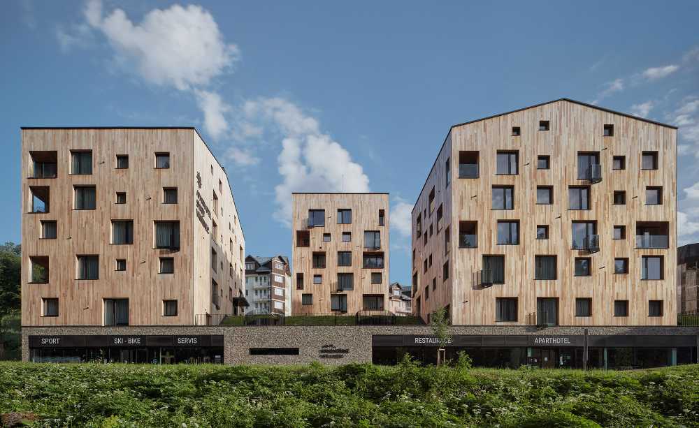 Wood-clad residential complex