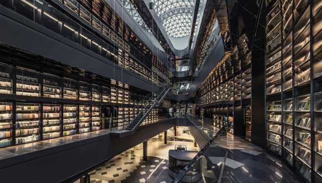 Bibliothèque Lafonce Maxone étagères et toit en verre