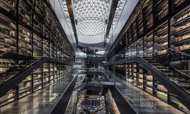 Bibliothèque Lafonce Maxone étagères et toit en verre