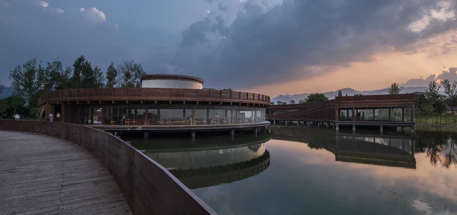 Circular wooden pavilion