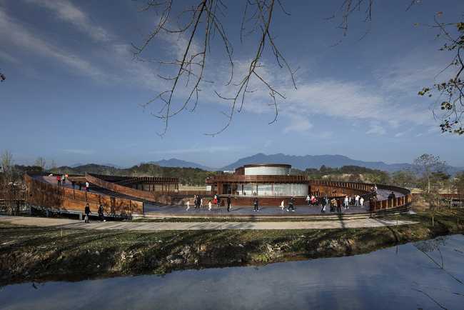 Circular wooden pavilion