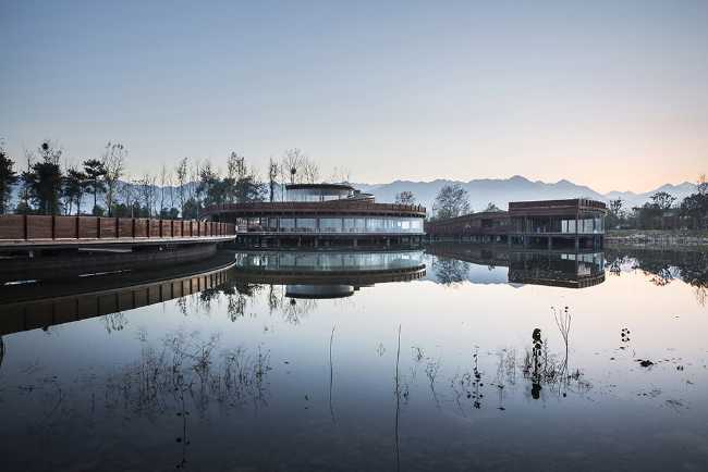 Circular wooden pavilion