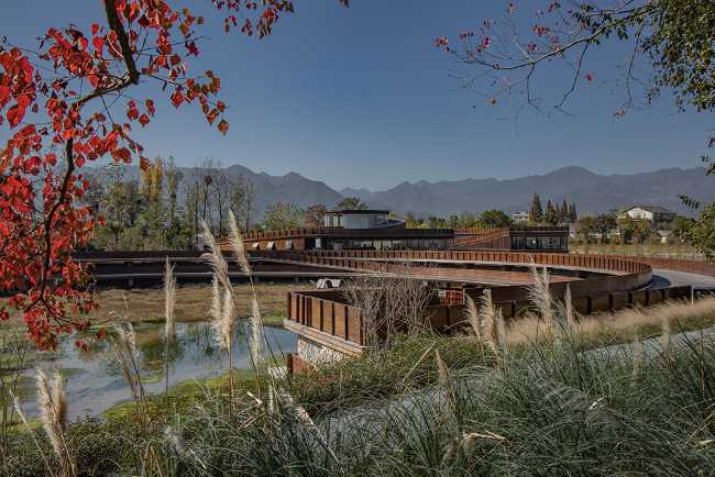 Circular wooden pavilion