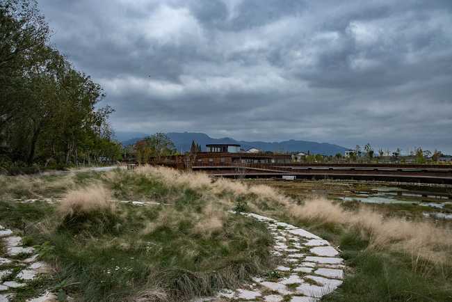 Circular wooden pavilion