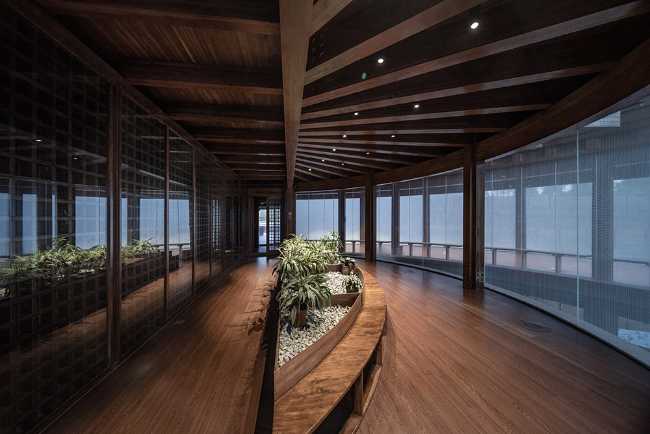 Circular wooden pavilion