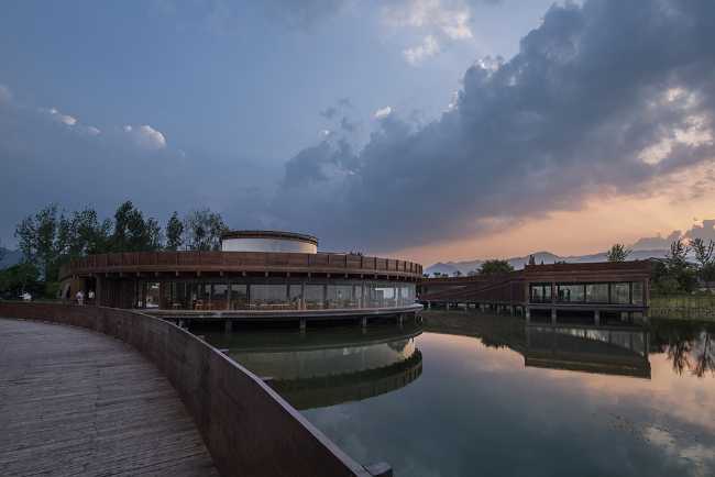 Circular wooden pavilion