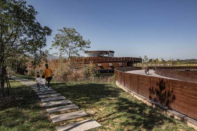 Circular wooden pavilion