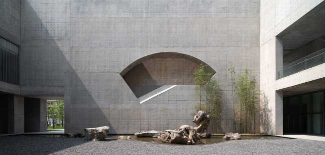 cultural center structure cement courtyard geometry