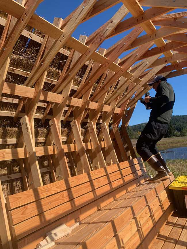Wooden pavilion of circular shape construction