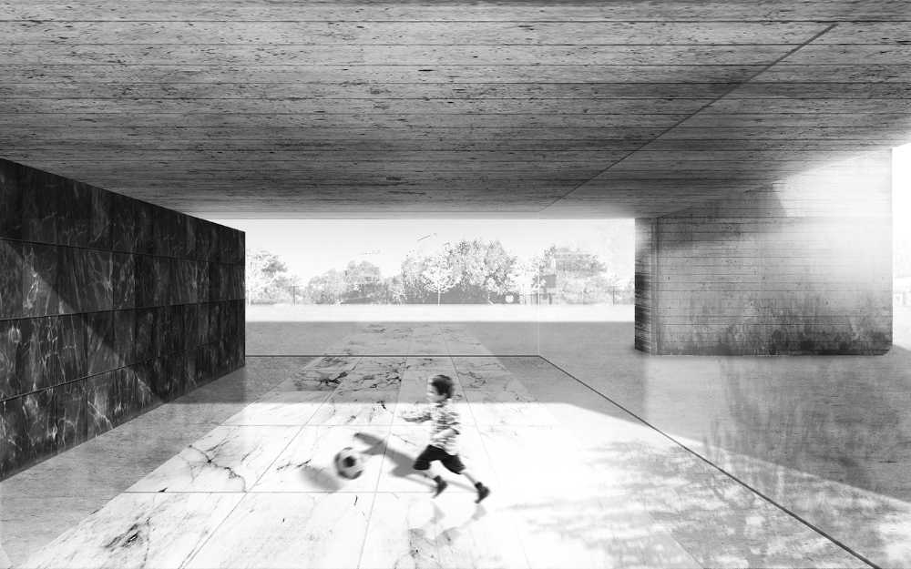 house forest reinforced concrete structure, garden