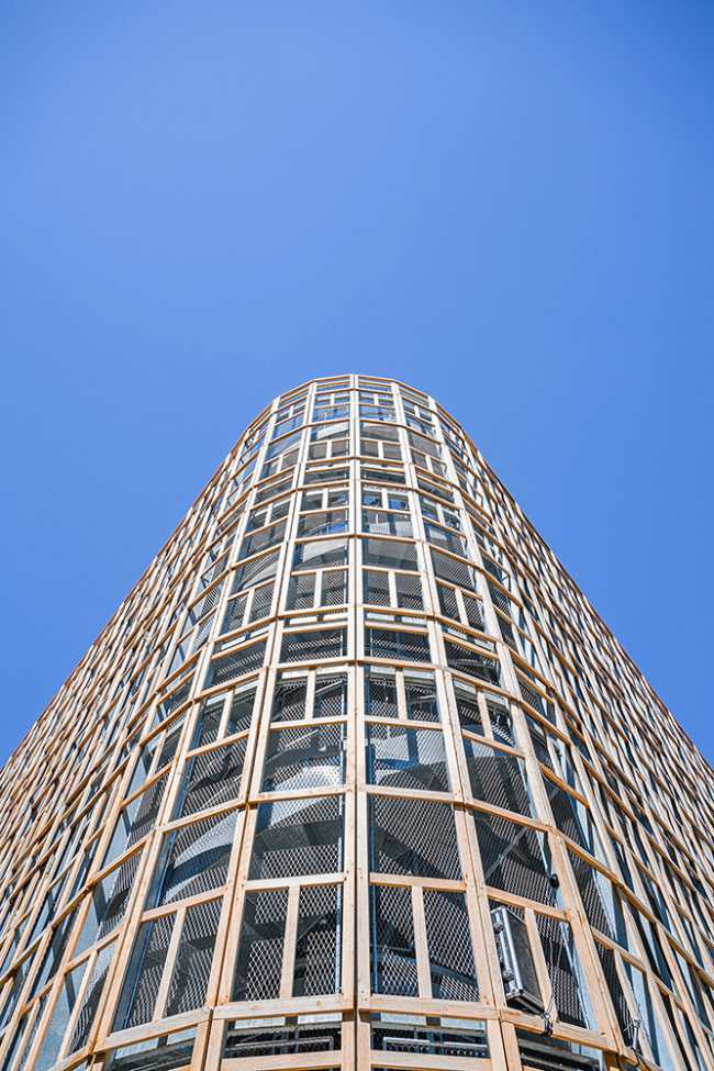 Wooden net in facade