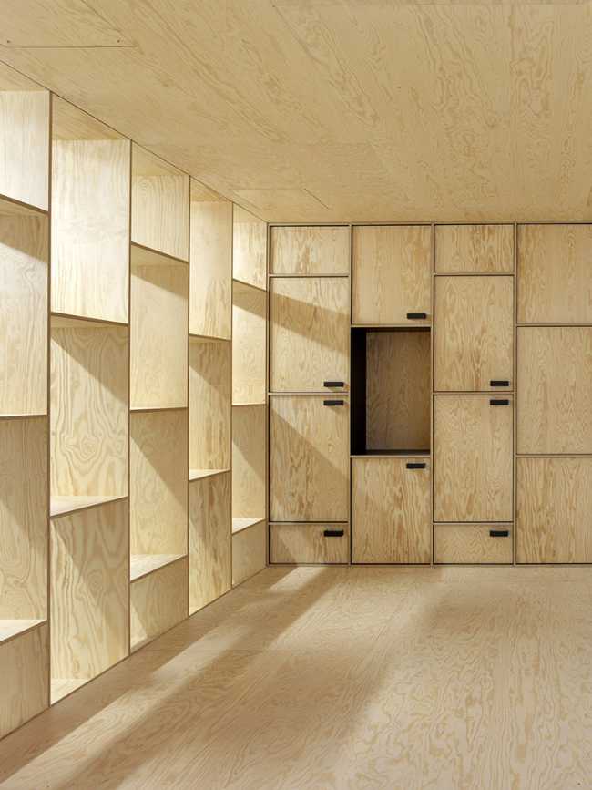 Wooden walls and shelves