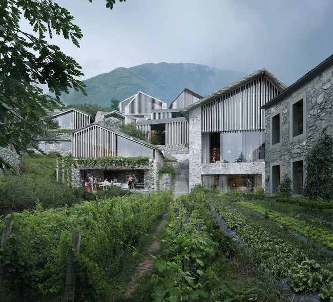Complexe hôtelier sur le lac Majeur. Un design qui embrasse le paysage et amplifie l'esprit du lieu