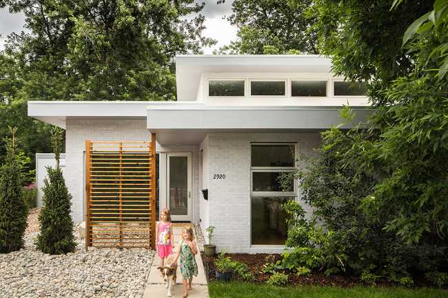 Ranch style house in the trees