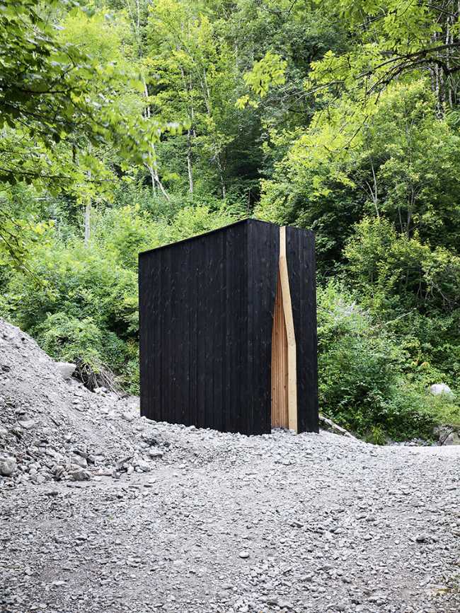 External chapel charred wood