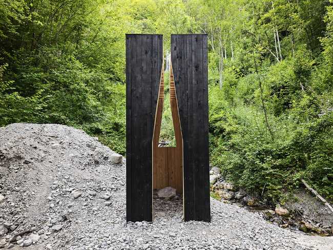 External chapel charred wood