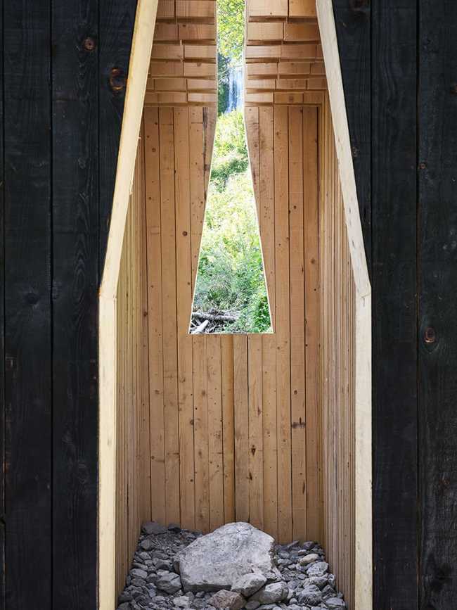 Contrast light interior and dark exterior wood