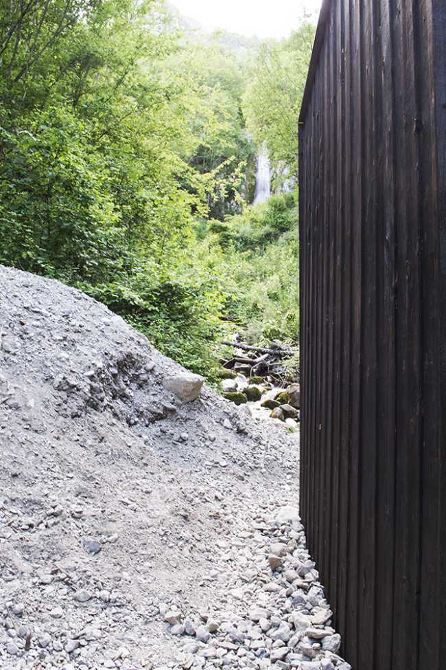 Wall in charred wood