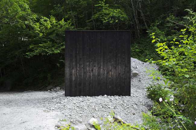 Meditative chapel in charred wood