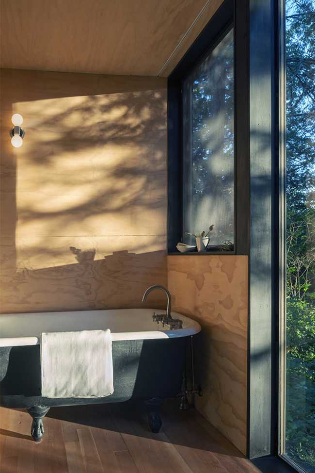 Baignoire en fonte éclairée par le soleil