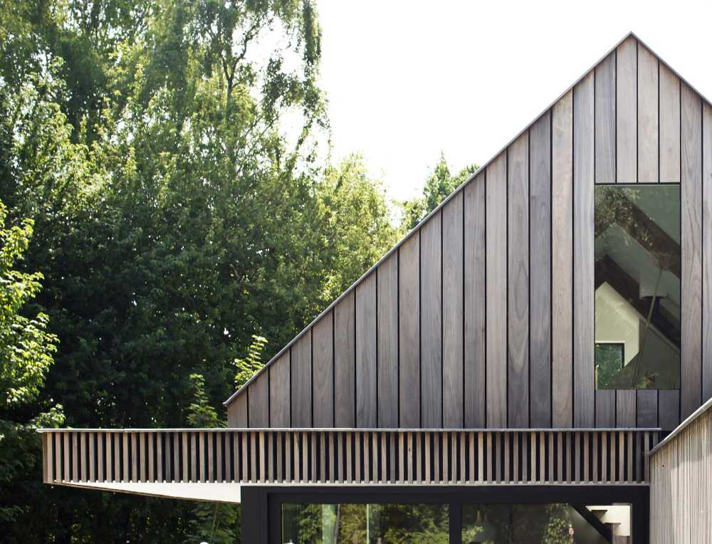 Wooden house with gable facade