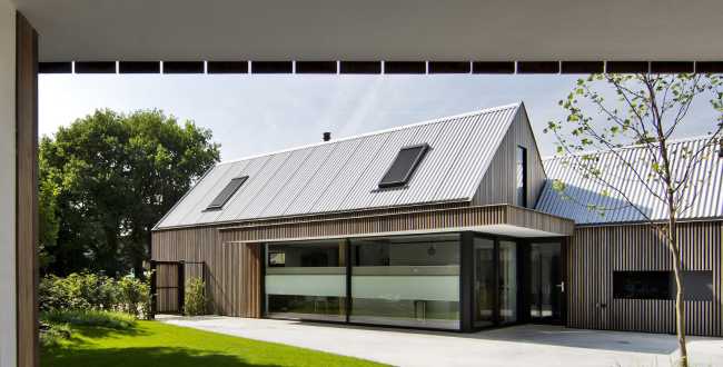 Gable facade for a wooden cabin in the woods