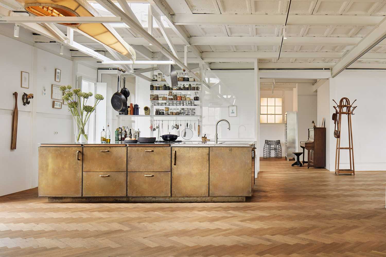 atelier kitchen island brass