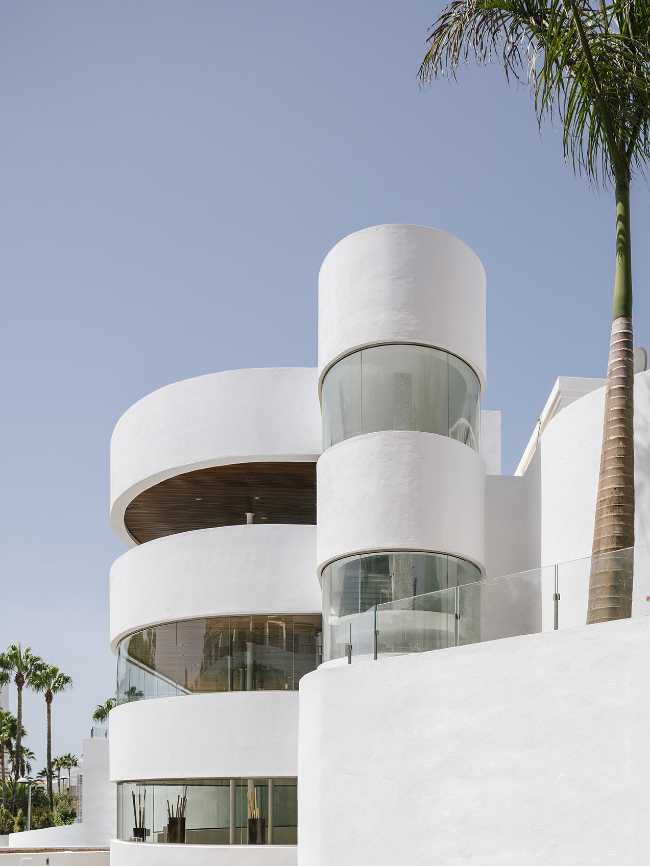 resort curved towers glass terrace