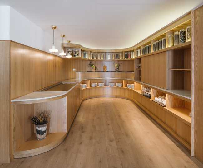 resort shop furniture and wood cladding