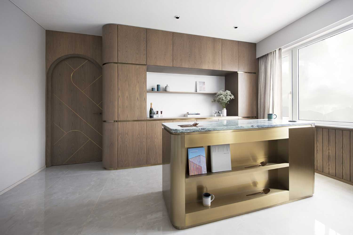 attico cucina dispensa bronzo legno