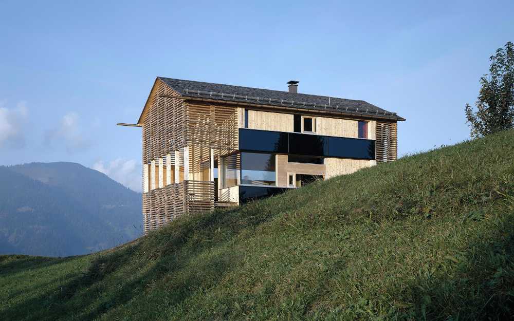 Mountain hut immersed in the alpine landscape