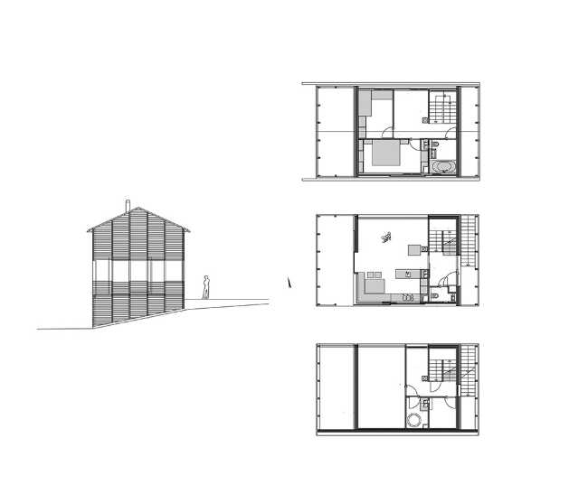 Prospectus and floor plan wooden house