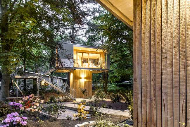 Tree house wooden and metal modules