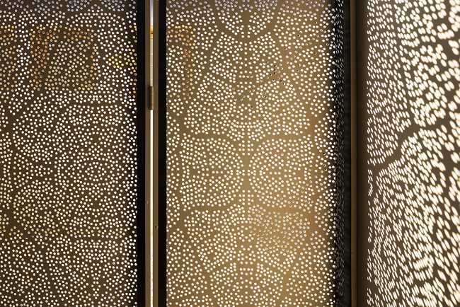 Gold-plated perforated metal panels