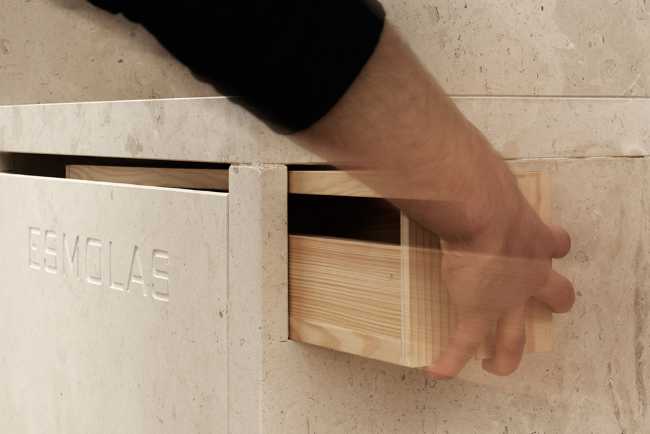 Detail marble and wood of a chapel