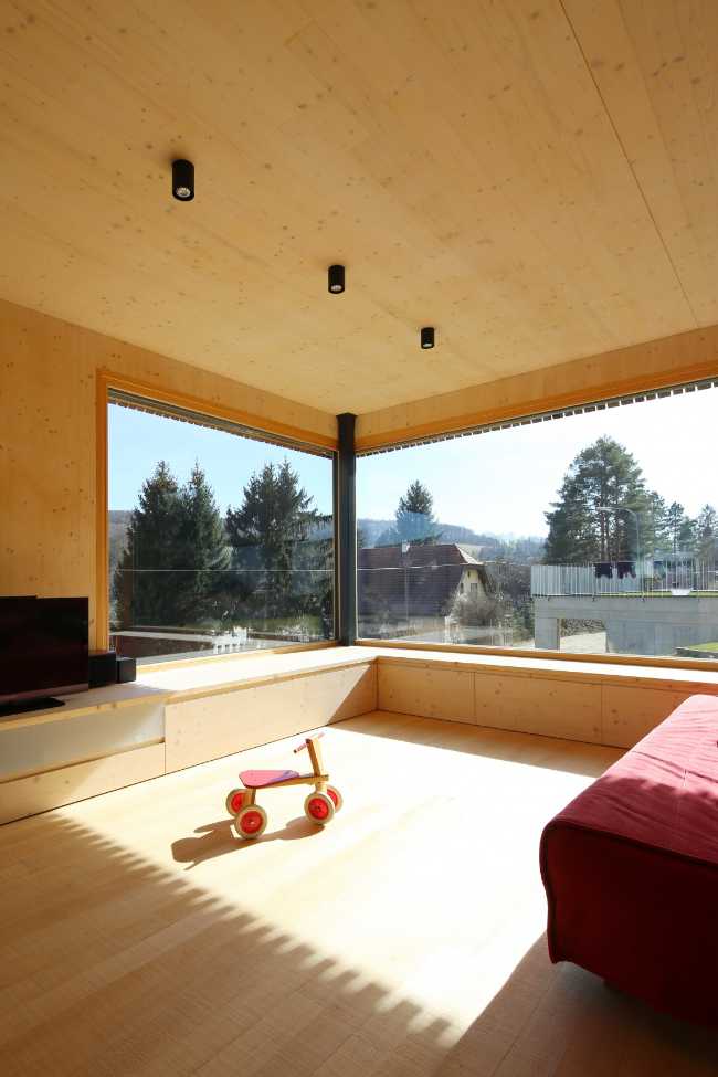 Wooden interior with glass