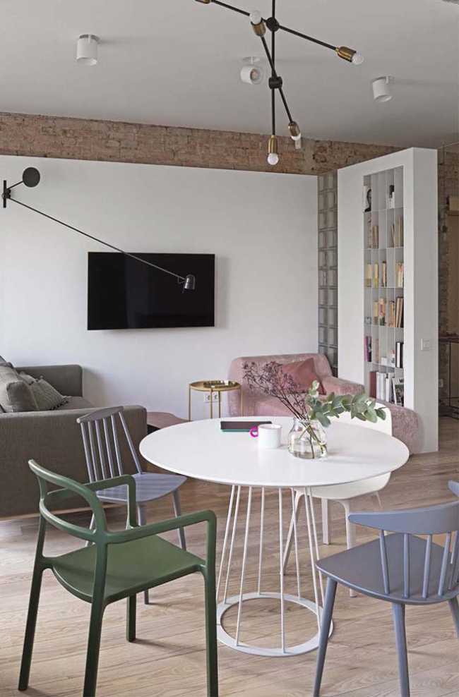 Coffee table with coloured chairs