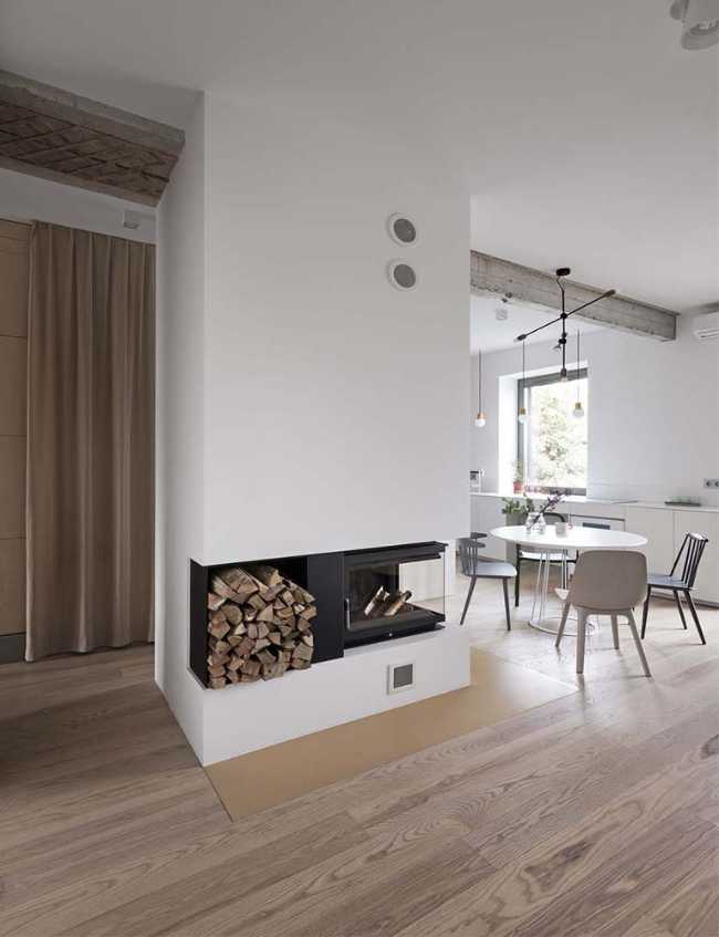 Fireplace with wood