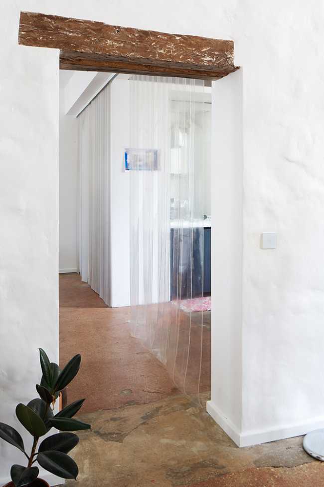 Opening with wooden beam