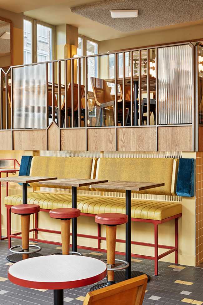 Yellow sofa of a bar and loft