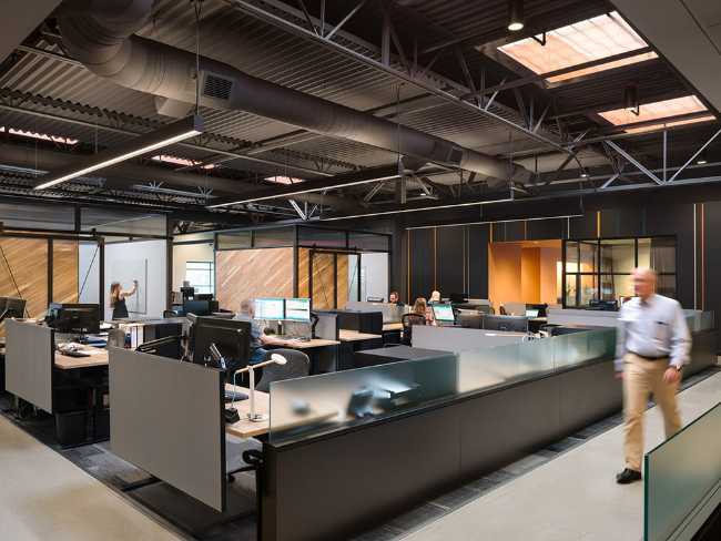 Workspace with open space workstations