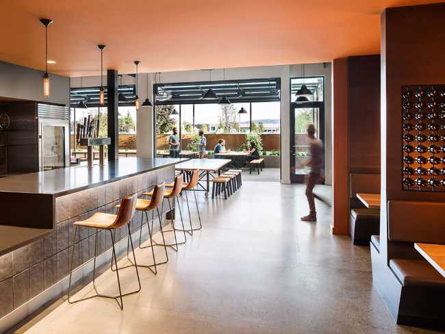 Bar counter with seats