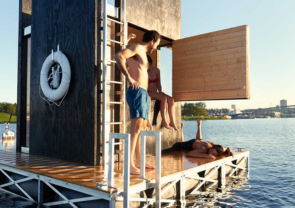 Sauna flotante en los lagos de Seattle