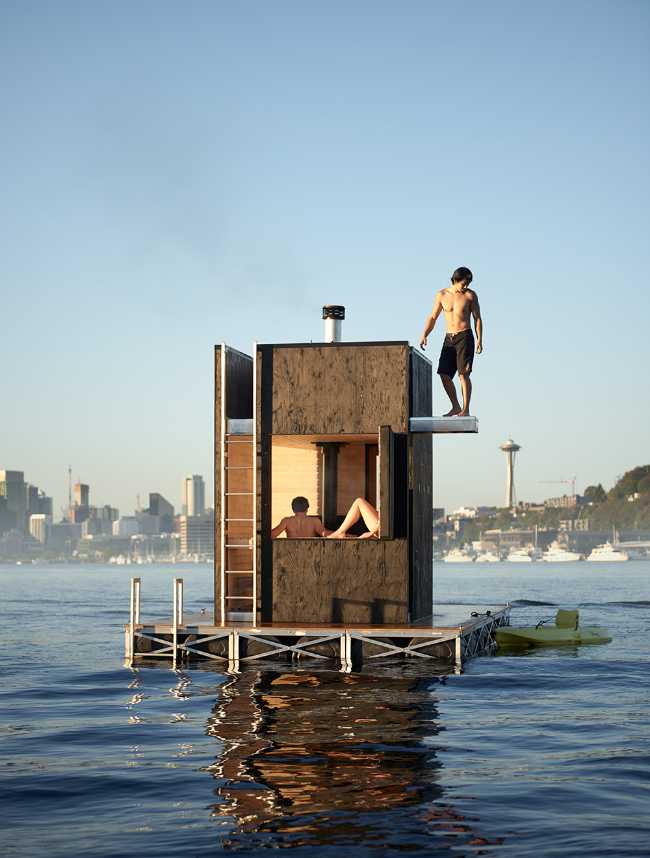 Sauna flotante en los lagos de Seattle