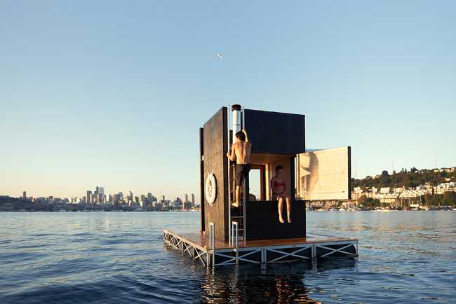 Sauna flotante en los lagos de Seattle